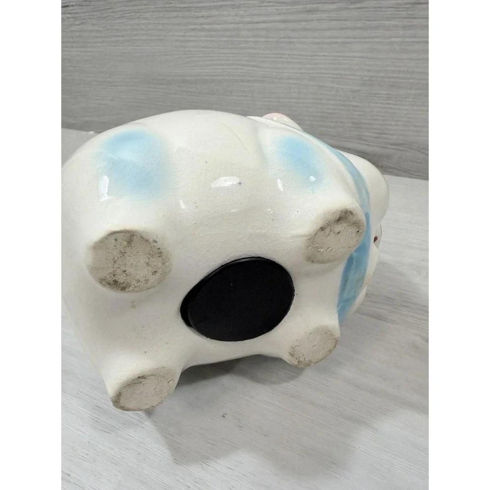 MCM Anthropomorphic Kitsch Pink White Floral Ceramic Piggy Bank
